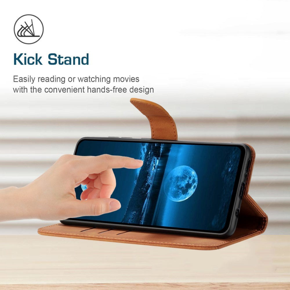 Honor Magic5 Lite Leather Flip Cover m. Lommebok og stropp - brun