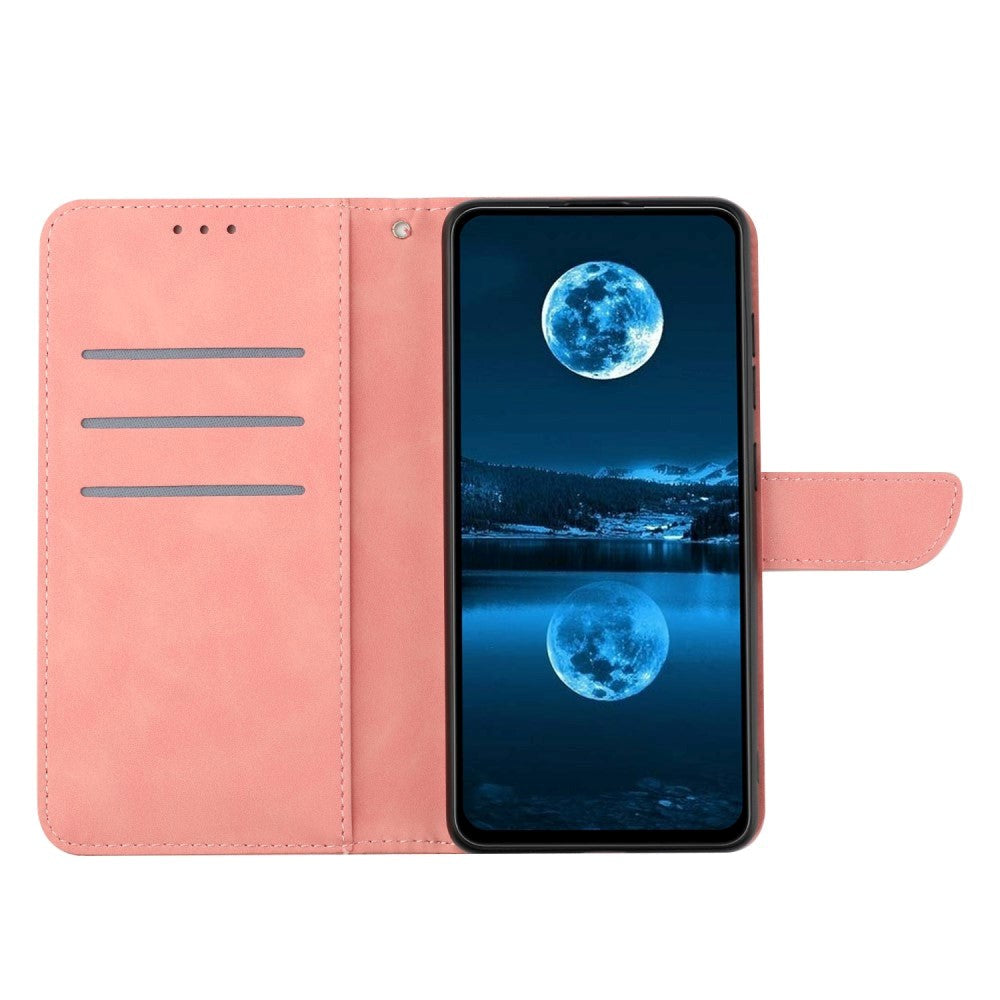 Honor Magic5 Lite Leather Flip Cover m. Lommebok og stropp - Rosa
