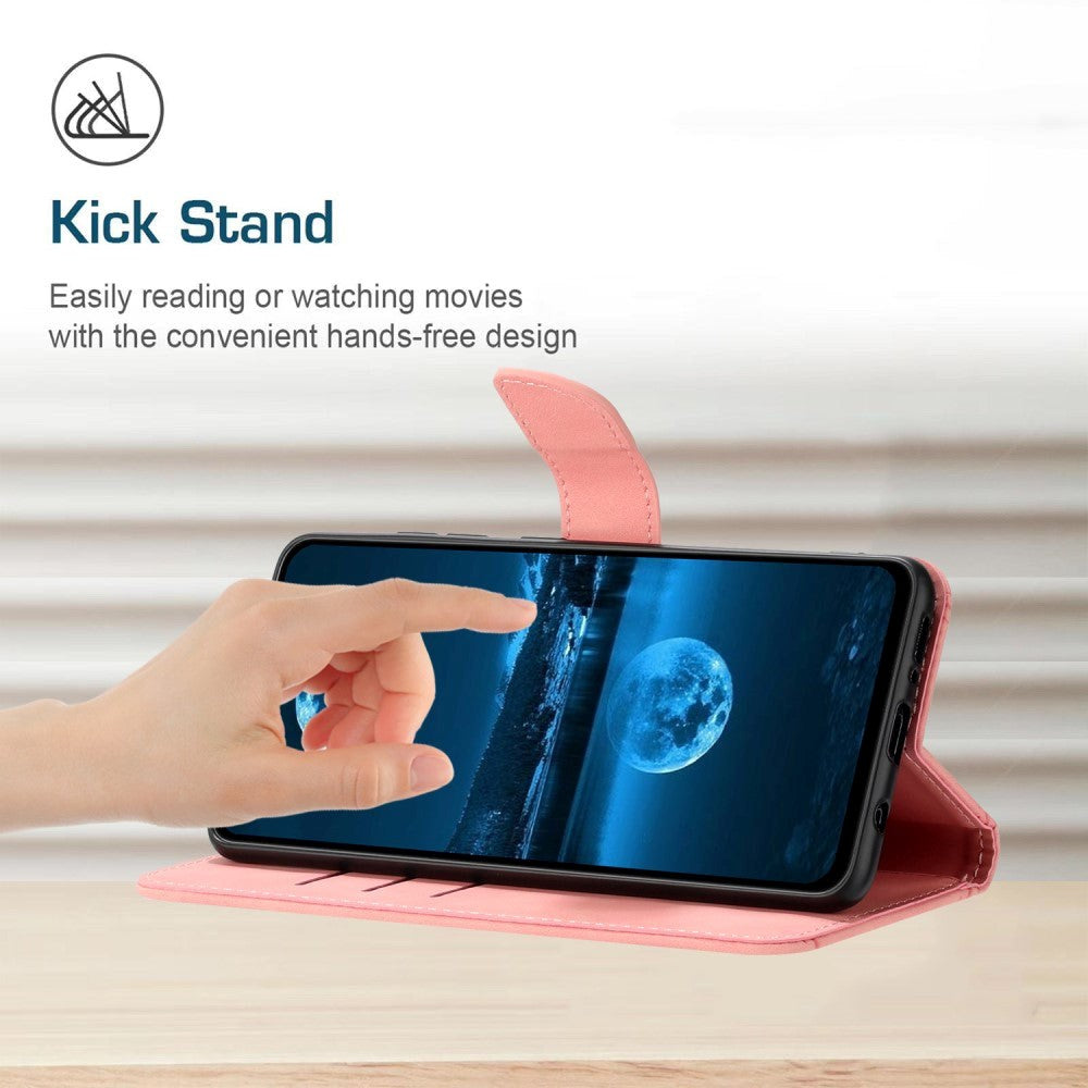 Honor Magic5 Lite Leather Flip Cover m. Lommebok og stropp - Rosa