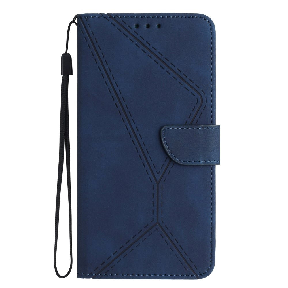 Honor Magic5 Lite Leather Flip Cover m. Lommebok og stropp - Mørkeblå
