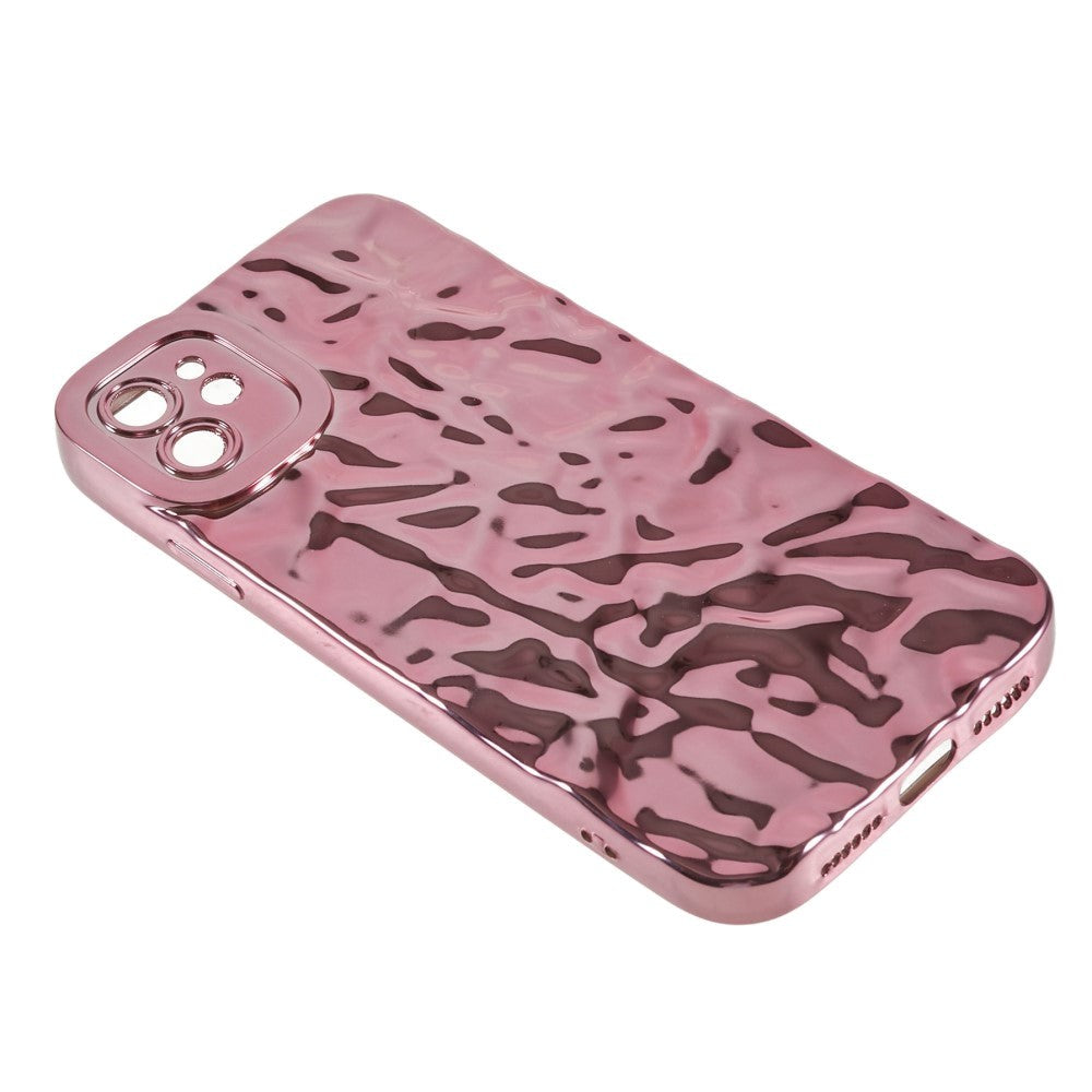 iPhone 11 skinnende fleksibelt plastdeksel - Bølget design - Rose gull