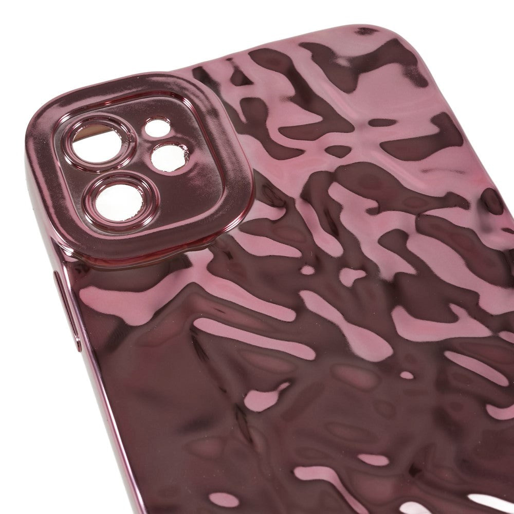 iPhone 11 skinnende fleksibelt plastdeksel - Bølget design - Rose gull