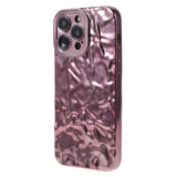 iPhone 14 Pro Shiny fleksibelt plastbakdeksel - Bølget design - Rose gull