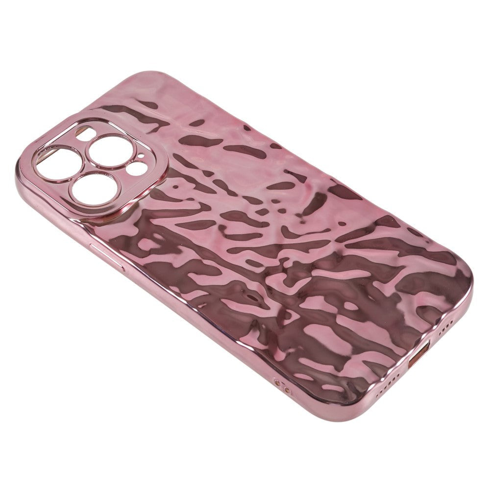 iPhone 14 Pro Shiny fleksibelt plastbakdeksel - Bølget design - Rose gull
