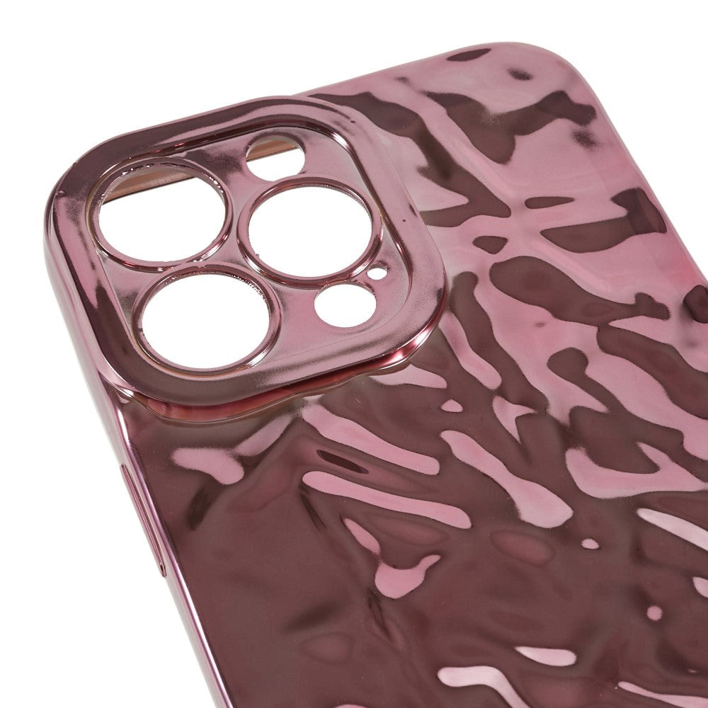 iPhone 14 Pro Shiny fleksibelt plastbakdeksel - Bølget design - Rose gull