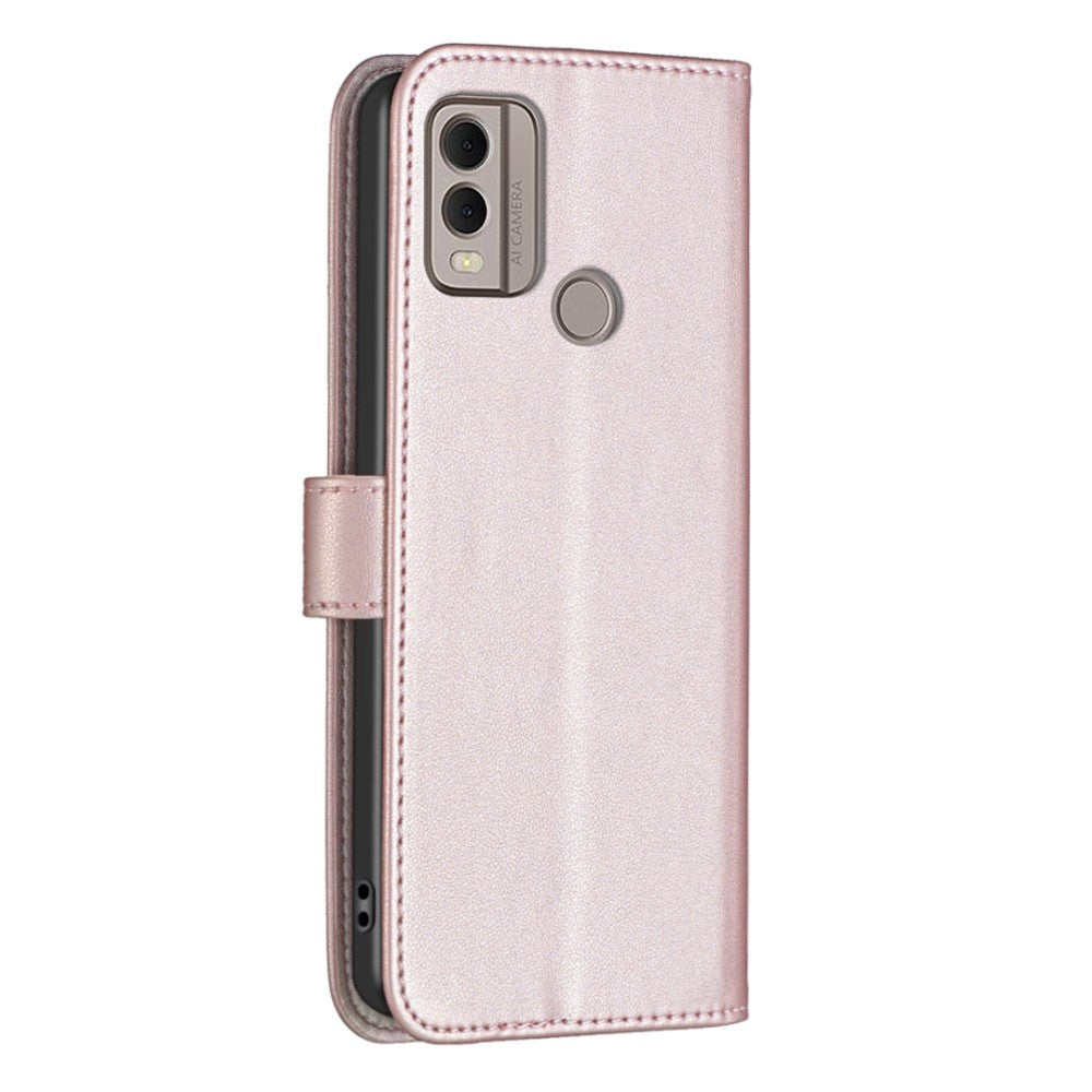 Nokia C22 Leather Flip Cover m. Lommebok og stativfunksjon - Rose gull
