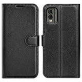 Nokia C32 - EIDERWOOD Faux Leather Flip Cover m. Kortholder og stativfunksjon - svart
