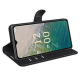 Nokia C32 - EIDERWOOD Faux Leather Flip Cover m. Kortholder og stativfunksjon - svart