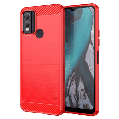Nokia C22 Mofi børstet karbonfiber fleksibelt plastdeksel - rød
