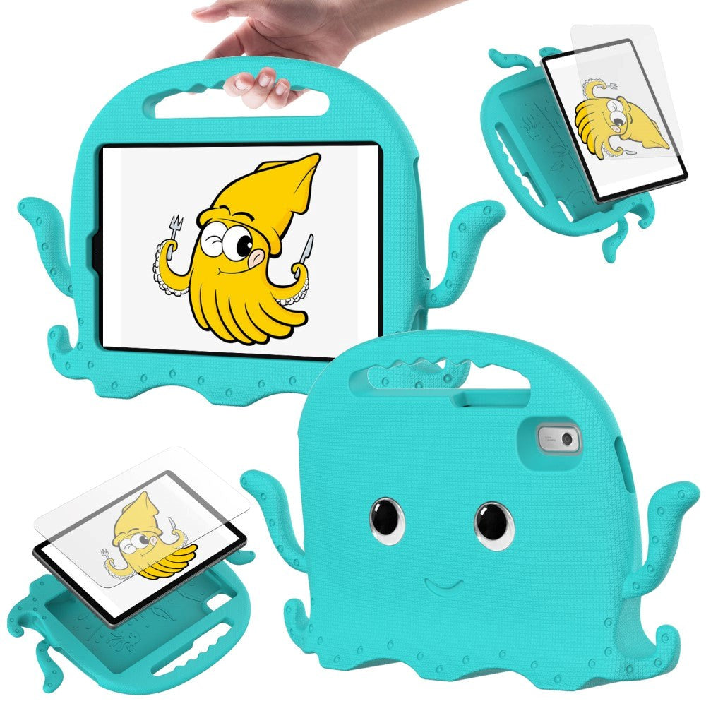 Lenovo Tab M9 Kids Bakdeksel m. Skulderstropp &amp; Håndholder - Octopus - Turkis