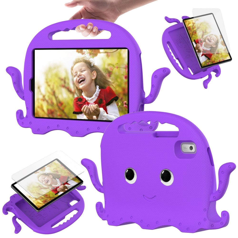 Lenovo Tab M9 Kids Bakdeksel m. Skulderstropp &amp; Håndholder - Octopus - Lilla