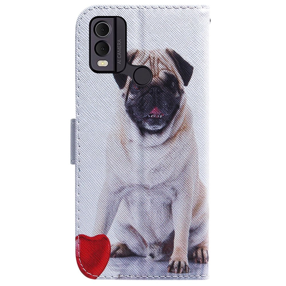 Nokia C22 Leather Flip Cover m. Lommebok og trykk - Hund