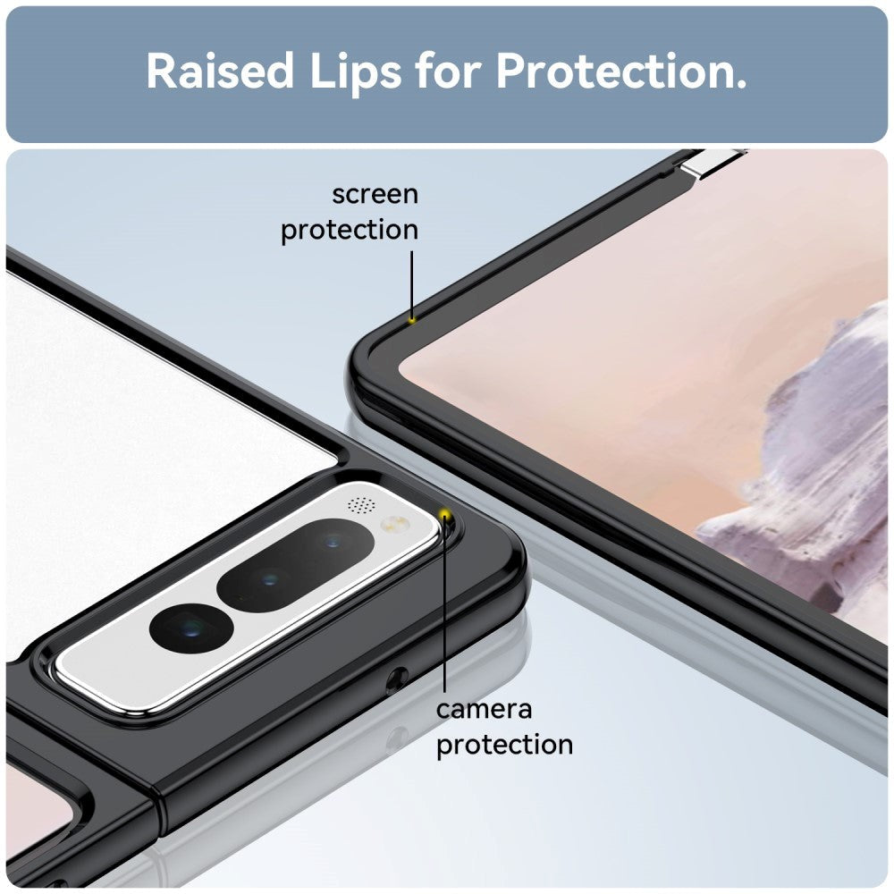 Google Pixel Fold Hybrid plastbakdeksel - gjennomsiktig / svart