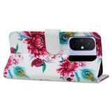 Xiaomi Redmi 12C flip-deksel i kunstskinn m. Veske og stropp - Påfuglfjær