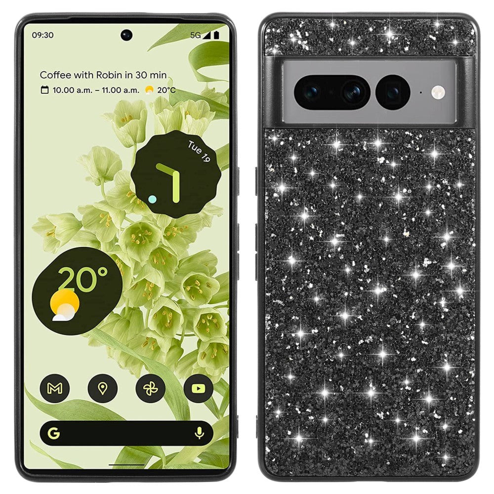 Google Pixel 8 Hårdt Plastik Bagside Cover - Glimmer - Sort