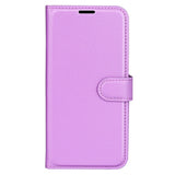 iPhone 15 Pro Max Litchi Leather Flip Cover m. Lommebok - Lilla