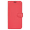 iPhone 15 Pro Litchi Leather Flip Cover m. Lommebok - Rød