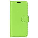 iPhone 15 Pro Litchi Leather Flip Cover m. Lommebok - Grønn