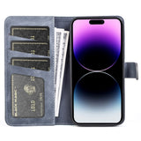 iPhone 15 Pro Multifarvet Flip Læder Cover m. Pung - Blå / Grå