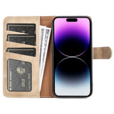 iPhone 15 Pro flerfarget flip skinndeksel m. Lommebok - Mørk / Lysebrun