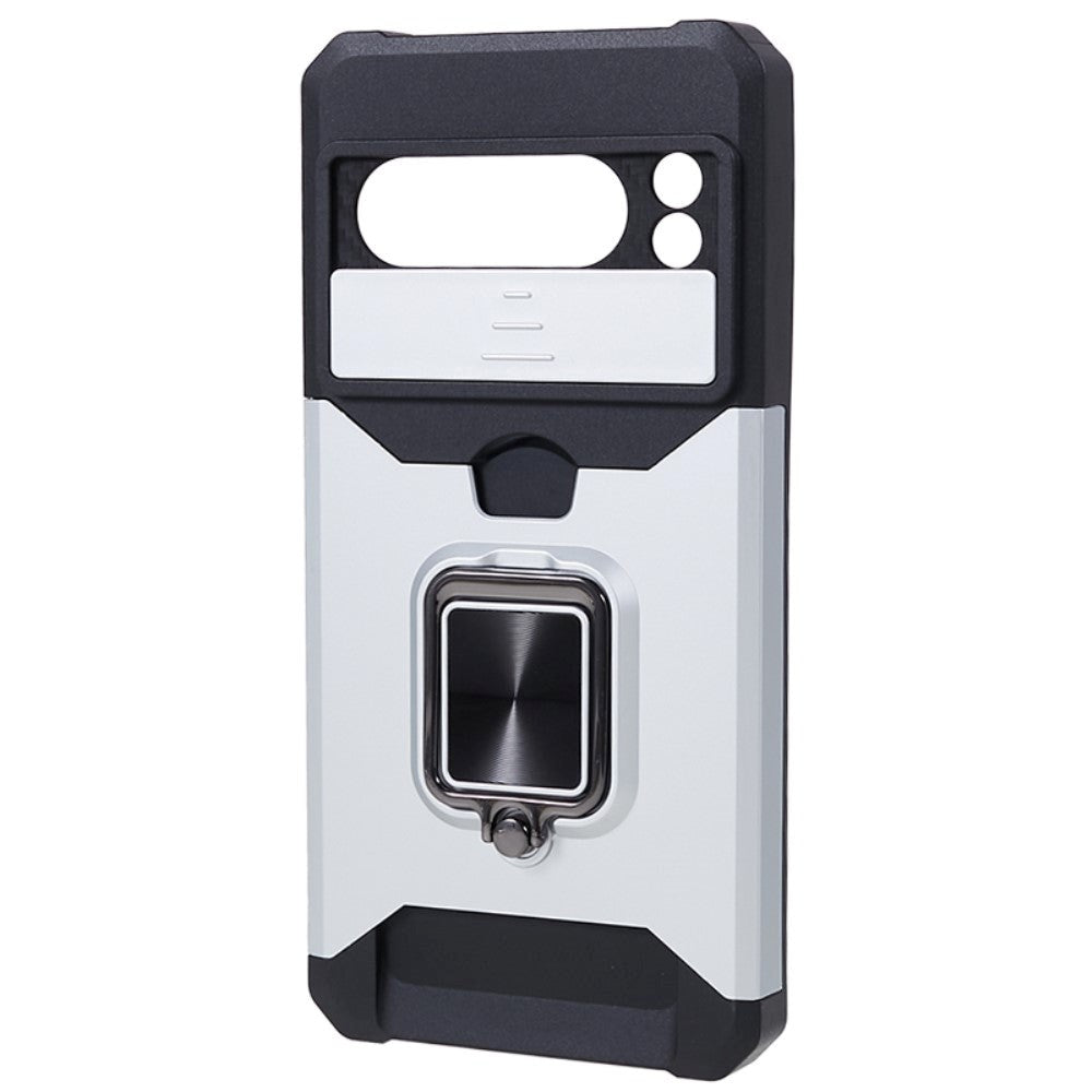 Google Pixel 8 Pro Craftsman Bakdeksel m. Magnetisk Kickstand, Kortholder &amp; Cam Slider - Sølv