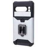 Google Pixel 8 Pro Craftsman Bakdeksel m. Magnetisk Kickstand, Kortholder &amp; Cam Slider - Sølv