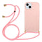 iPhone 15 Plus fleksibelt plastdeksel m. Snor / stropp - Rosa