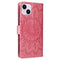 iPhone 15 Plus Leather Flip Cover m. Lommebok og stropp - Mandala Flower - Rosa