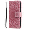 iPhone 15 Pro Leather Flip Cover m. Lommebok og stropp - Mandala Flower - Rosa