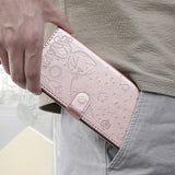 iPhone 15 Pro Leather Flip Cover m. Lommebok og stropp - Kattegravering - Rose gull