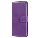 iPhone 15 Pro Leather Flip Cover m. Rem og lommebok - Lilla