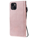 iPhone 15 Læder Flip Cover m. Pung og Strop - Rose Gold
