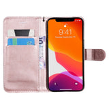 iPhone 15 Læder Flip Cover m. Pung og Strop - Rose Gold
