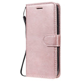 iPhone 15 Læder Flip Cover m. Pung og Strop - Rose Gold