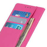 iPhone 15 Plus Litchi Leather Flip Cover m. Lommebok - Rosa
