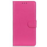 iPhone 15 Plus Litchi Leather Flip Cover m. Lommebok - Rosa