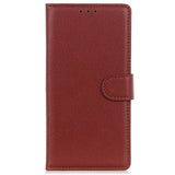 iPhone 15 Litchi Leather Flip Cover m. Lommebok - Brun