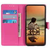iPhone 15 Litchi Leather Flip Cover m. Lommebok - Rosa