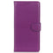 iPhone 15 Litchi Leather Flip Cover m. Lommebok - Lilla