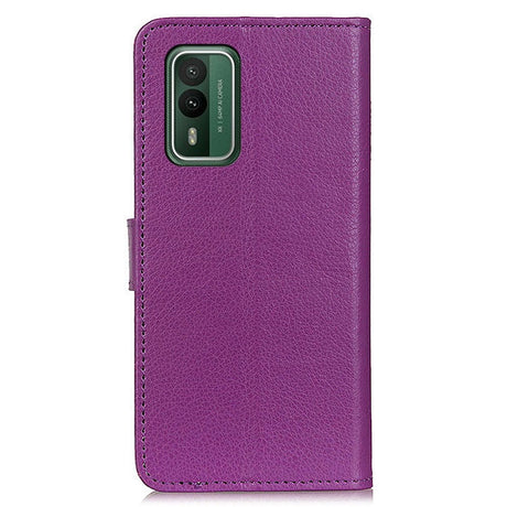 Nokia XR21 Litchi Leather Flip Cover m. Lommebok - Lilla