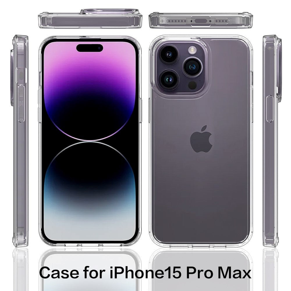 iPhone 15 Pro Max Hybrid Plastic Bakdeksel - Gjennomsiktig