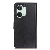 OnePlus Nord 3 (5G) Litchi Leather Flip Cover m. Lommebok - Svart