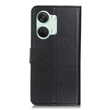OnePlus Nord 3 (5G) Litchi Leather Flip Cover m. Lommebok - Svart
