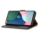 iPhone 15 Pro Litchi Leather Flip Cover m. Hvite sting og veske - svart