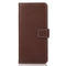 iPhone 15 Pro Litchi Leather Flip Cover m. Hvite sting og veske - brun