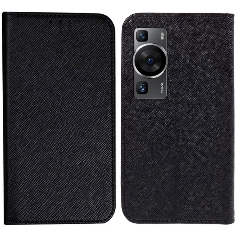 Huawei P60 Pro Leather Flip Cover m. Lommebok og stativfunksjon - svart