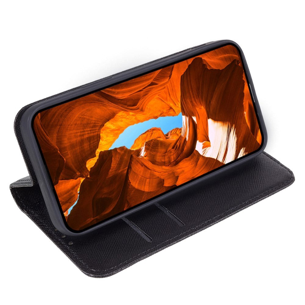 Huawei P60 Pro Leather Flip Cover m. Lommebok og stativfunksjon - svart