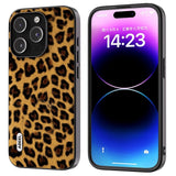 iPhone 15 Pro fleksibelt plastdeksel - Leopardmønster - Gull