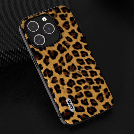 iPhone 15 Pro fleksibelt plastdeksel - Leopardmønster - Gull