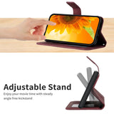 iPhone 15 Pro Leather Flip Cover m. Lommebok og stropp - Solsikkegravering - Burgund